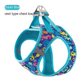 Dog Vest Strap Hand Holding Rope Breathable Lightweight (Option: Ocean Blue-M)